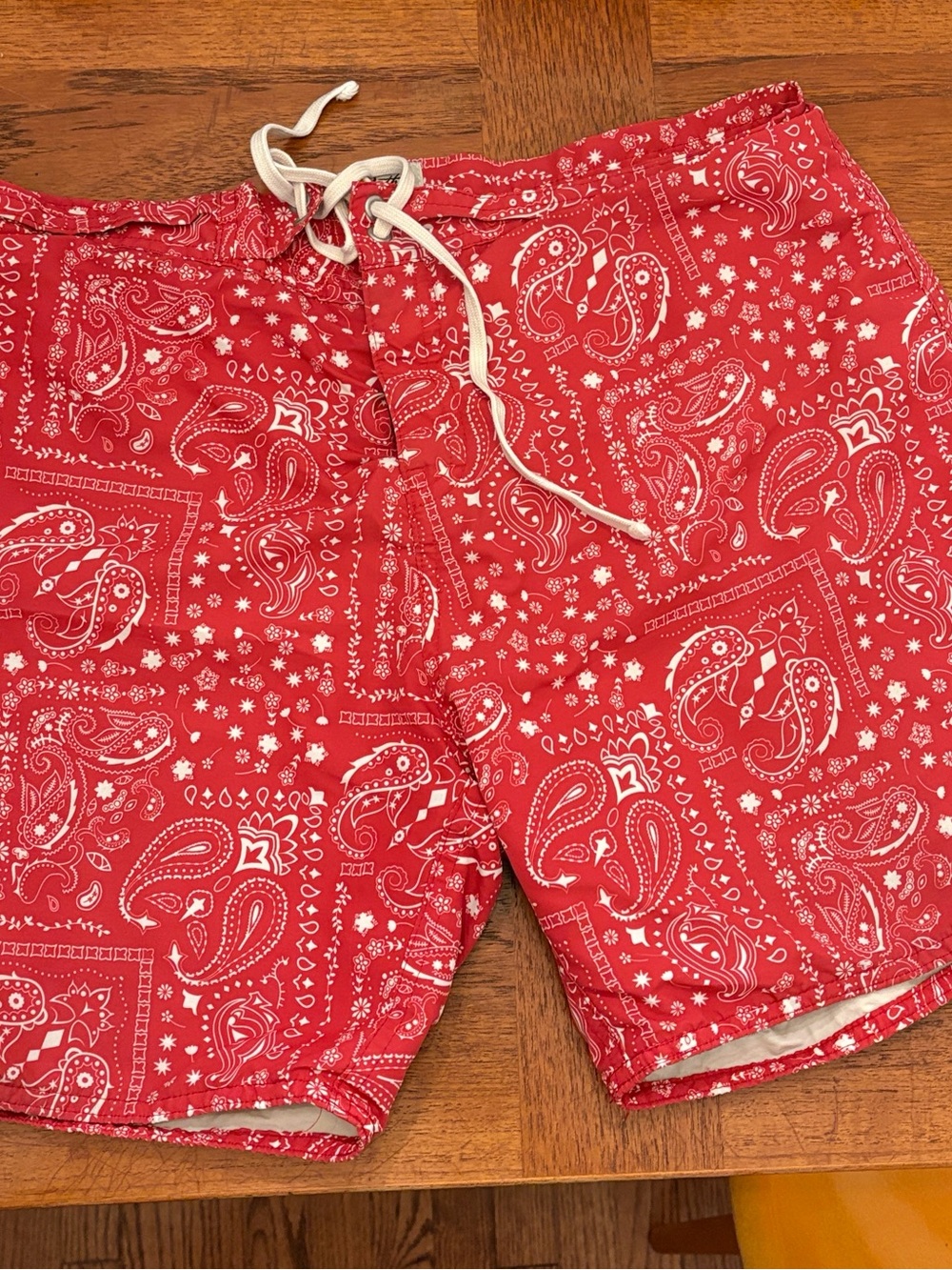 Bather Red Paisley Swim Trunks-cali cowboy -Sz 32